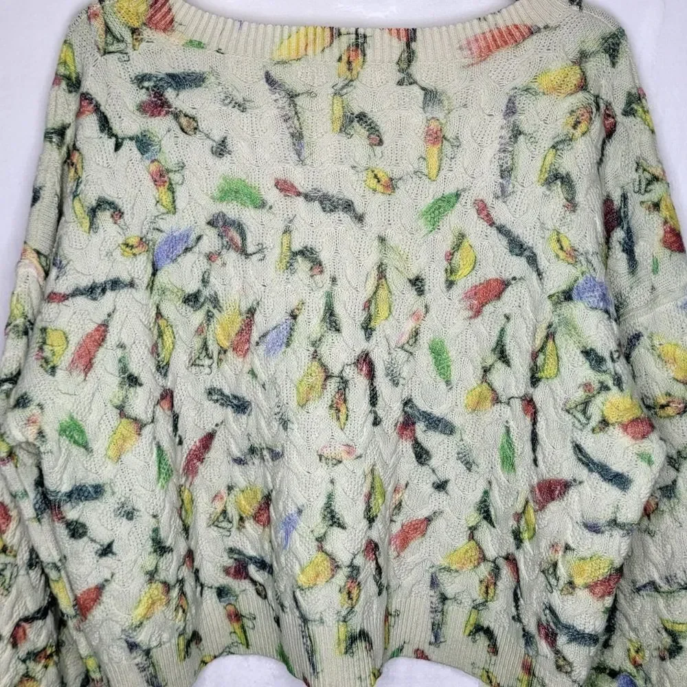 Anthropologie Catch of the Day Cable Knit Lambswool Sweater‎ Size XL